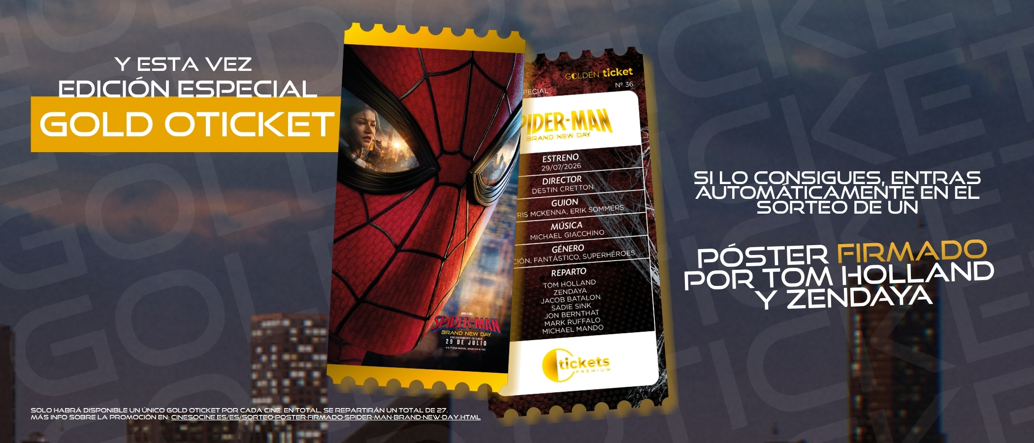 Golden Oticket Sorteo en Ocine Spiderman Brand New Day